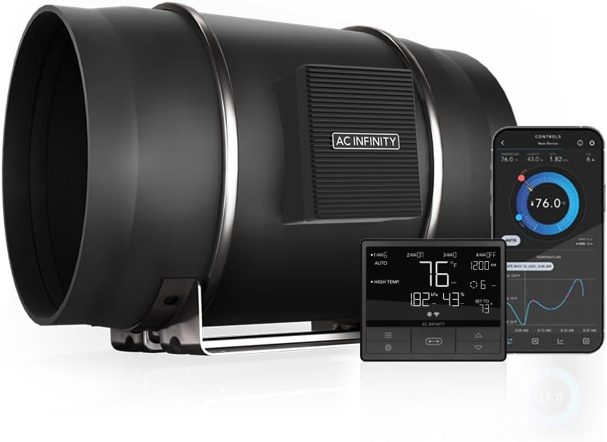 AC Infinity CLOUDLINE A4, Quiet 4” Inline Duct Fan with Speed Controller, EC Motor - Ventilation Exhaust Fan for Heating Cooling Booster, Grow Tents, Hydroponics