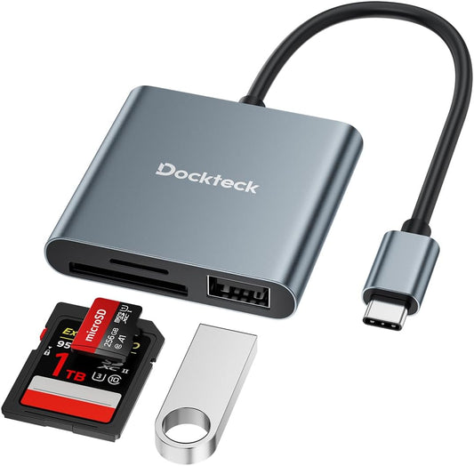 Dockteck SD Card Reader Adapter, 3-Slot USBC to Memory Card Reader