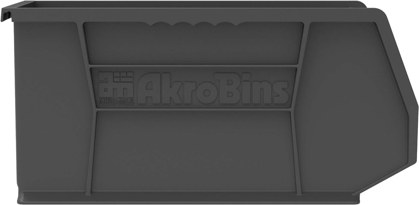 Akro-Mils 30240 AkroBins Plastic Storage Bins, 15"x8"x7", Black, 12-Pack