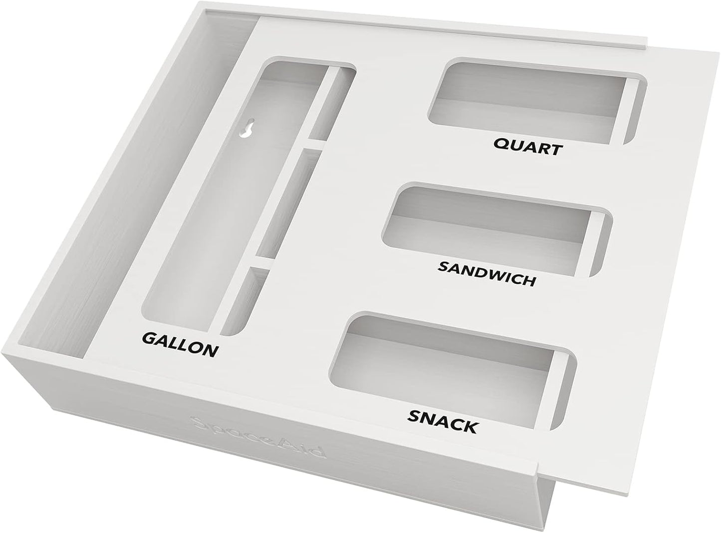 SpaceAid Bag Storage Organizer for Kitchen Drawer, Bamboo Organizer, Compatible with Gallon, Quart, Sandwich and Snack Variety Size Bag (1 Box 4 Slots), Black