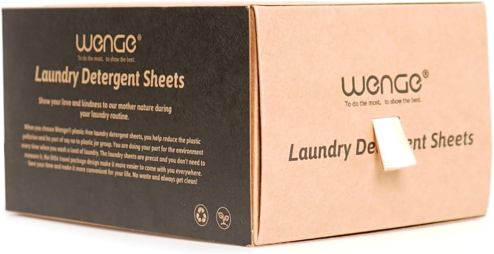 Wenge Laundry Detergent Sheets - Eco-Friendly 240 Count, No Plastic Jug, Liquidless Technology, Hypoallergenic for Home, Dorm, Travel, Camping - Hand Washing, Clean, No Mess, Fresh Scent