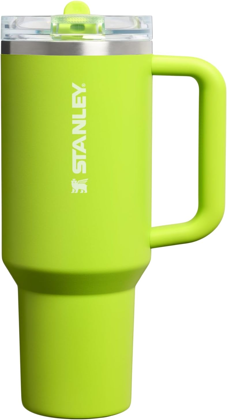 STANLEY Quencher ProTour Flip Straw Tumbler with Leakproof Lid 40 oz | Built-In Straw & Handle | Cupholder Compatible for Travel | Insulated Stainless Steel Cup | BPA-Free | Chartreuse