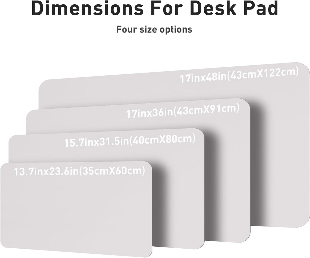 Aothia Large PU Leather Desk Pad Protector – Non-Slip Mouse Pad & Writing Mat for Office/Home, Waterproof, Easy to Clean (48" x 17", Pale Lavender White)