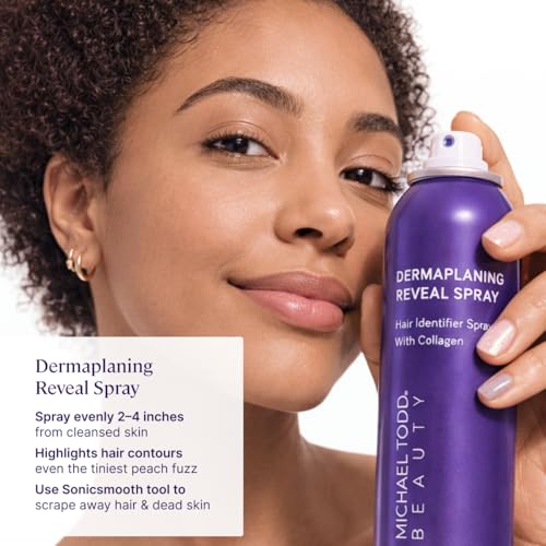 Michael Todd Beauty - Sonicsmooth Hair Identifier Spray - Radiance Reveal Mist for Face Shaving & Dermaplaning - Highlights Peach Fuzz - Collagen-Infused - Nourish & Smooth Skin - All Skin Types - 4oz