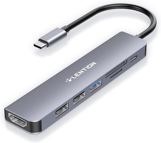 LENTION 7-in-1 USB C Hub, 4K@60Hz HDMI, 100W PD, Card Reader, USB 3.0 & 2.0