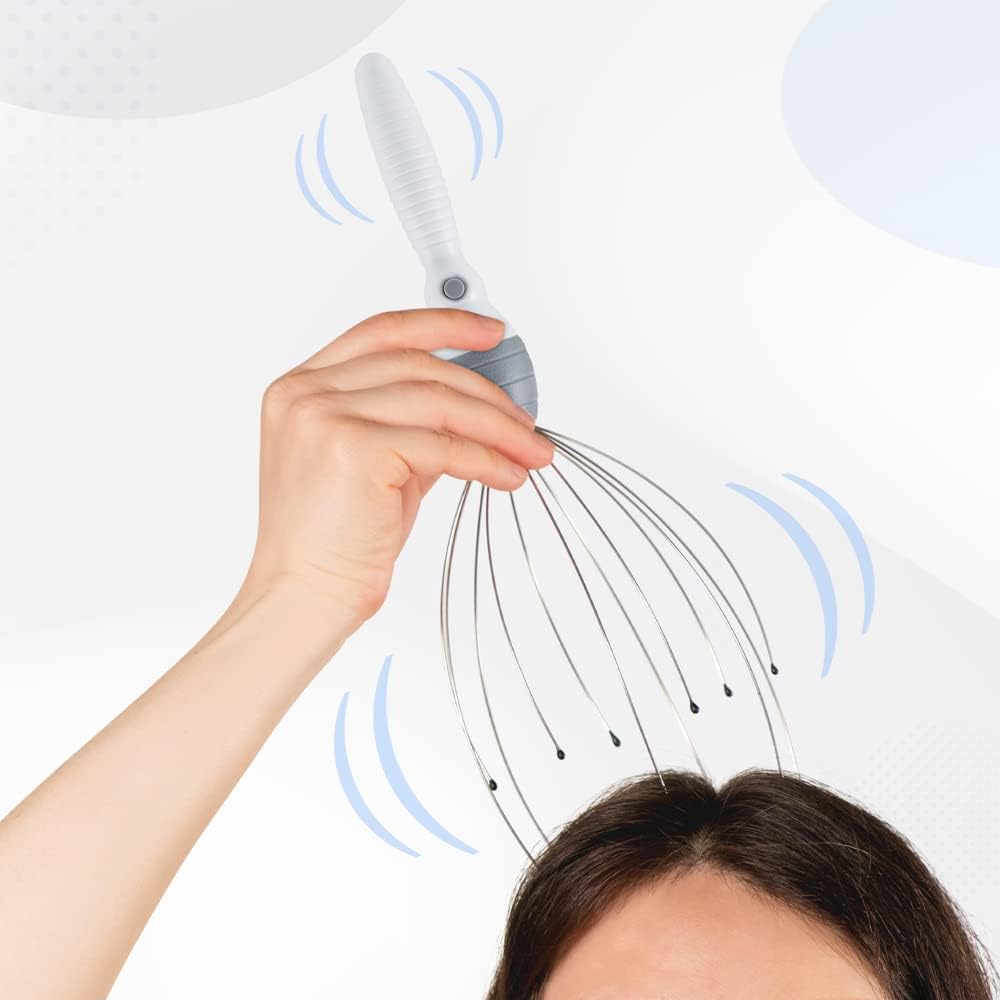 Daiwa Felicity 5-in-1 Electric Scalp Massager for Head, Face & Body – Handheld Vibrating Massager with Magnetic, Shiatsu & Facial Attachments for Relaxation, Stress Relief & Circulation Support