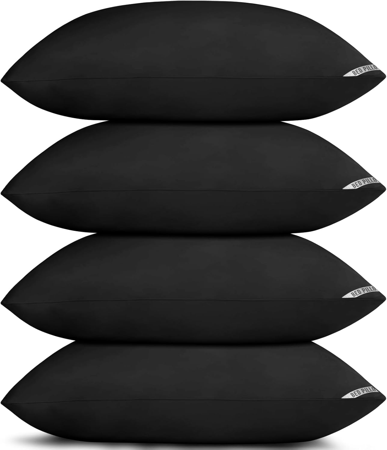 Piwaal Luxury Hotel Pillows for Sleeping 4 Pack, Gray Bed Pillows Standard Size Set of 4, Down Alternative Filling, Pillows for Back, Stomach or Side Sleepers