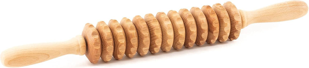 Wood Roller Massager for Body - 15.6 inch Lymphatic Drainage Manual Massage Tools for Sculpting, Muscle Shaping, Celulite Remover - Wooden Massage Tool for Manual Maderotherapy