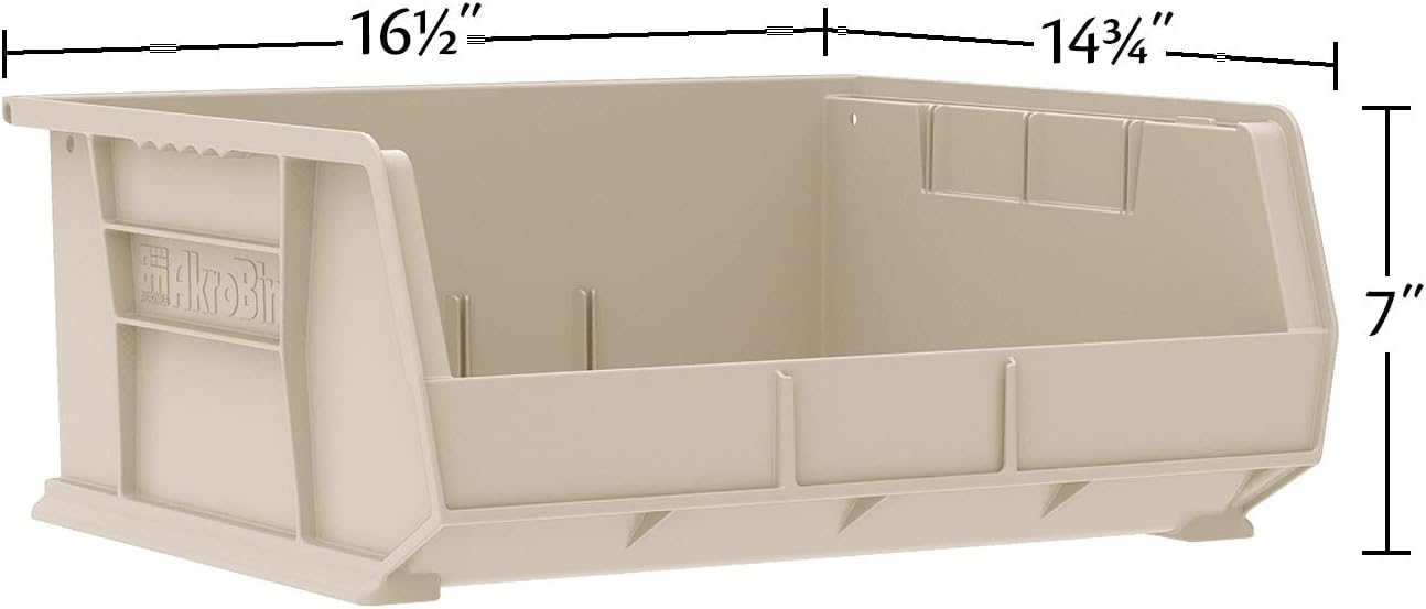 Akro-Mils 30250 AkroBins Plastic Storage Bins, 15"x16"x7", Black, 6-Pack | Space-Saving Stackable Bins for Garage, Pantry, Craft Organization