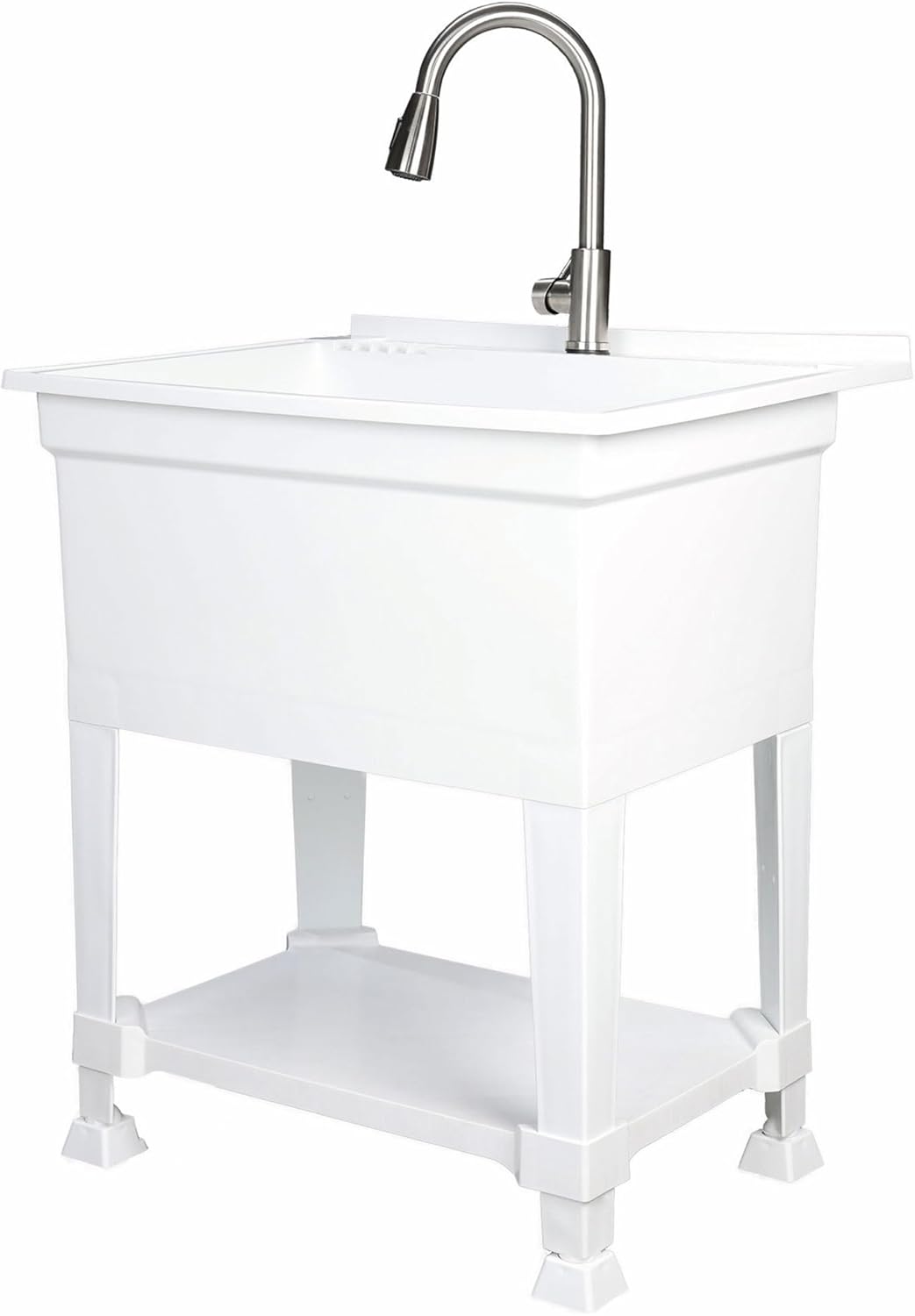 UTILITYSINKS Freestanding Utility Sink for Laundry Room & Garage, 30" x 24", White