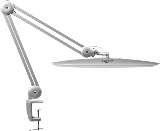 LED Desk Lamp with Clamp, Dimming Task Lamp for Reading Desktop Office Workbench Table Architect Sewing Study Home Craft, 117PCS LEDs, 2200 Lumens 20 Inch Metal Swivel Arm Work Lamp (Silver)