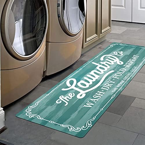 Pauwer Laundry Room Rug Runner 20"x48" Waterproof Rubber Laundry Mat Non Slip Kitchen Mats for Floor Washable Floor Mat Runner Rug for Farmhouse Mudroom Washroom Bathroom Decor