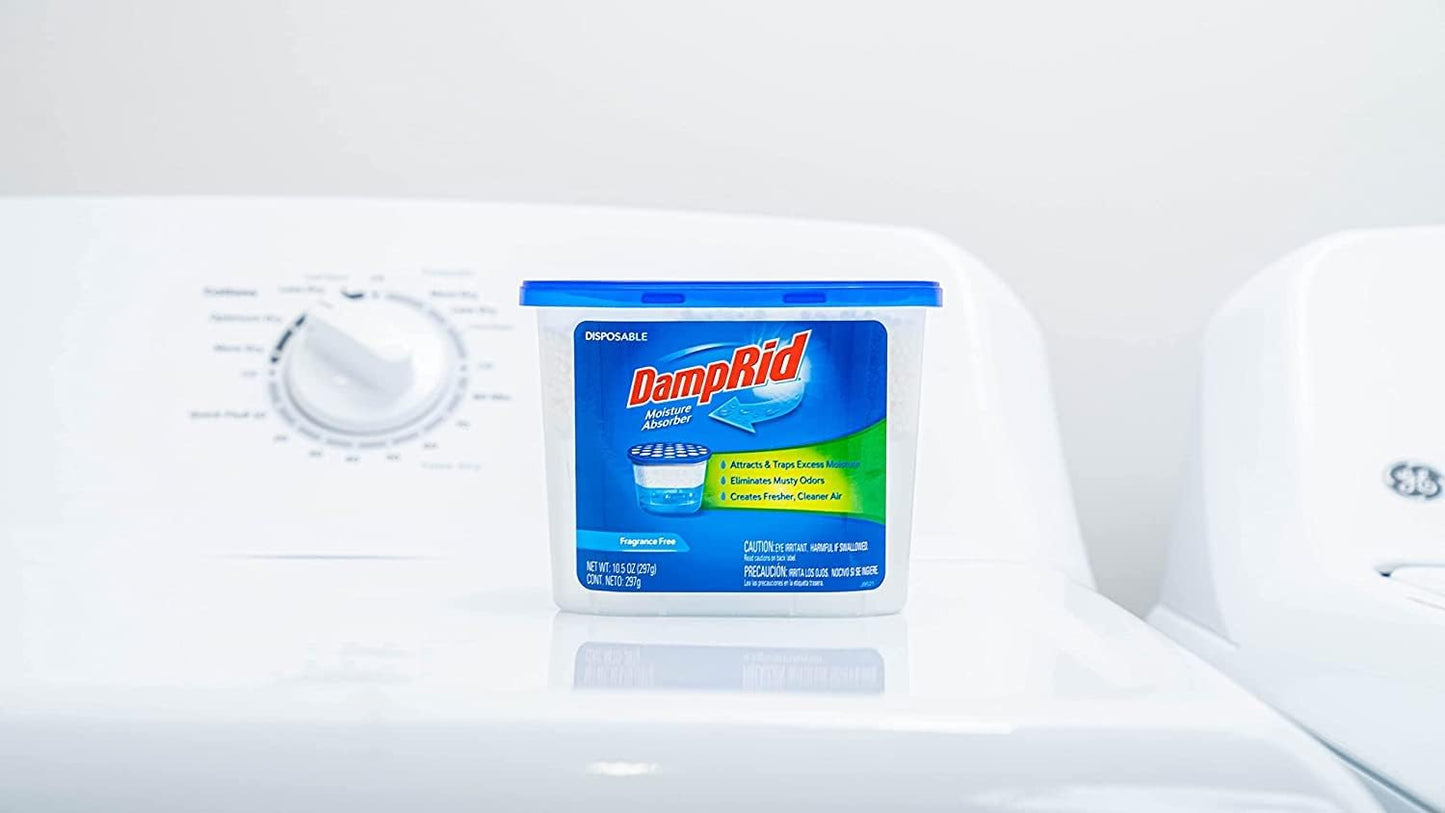 DampRid Fragrance Free Disposable Moisture Absorber - 10.5 oz. Each - 3 Pack – Attracts & Traps Excess Moisture, Eliminates Musty Odors, Creates Fresher, Cleaner Air White