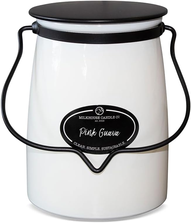 Milkhouse Raspberry Sangria Soy Candle, 16 oz Butter Jar, 65+ Hr Burn