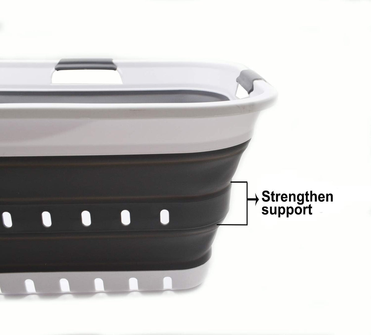 SAMMART 42L (11 gallon) Collapsible Plastic Laundry Basket - Foldable Pop Up Storage Container/Organizer - Portable Basket - Space Saving Hamper/Basket (2, White/Dark Grey)
