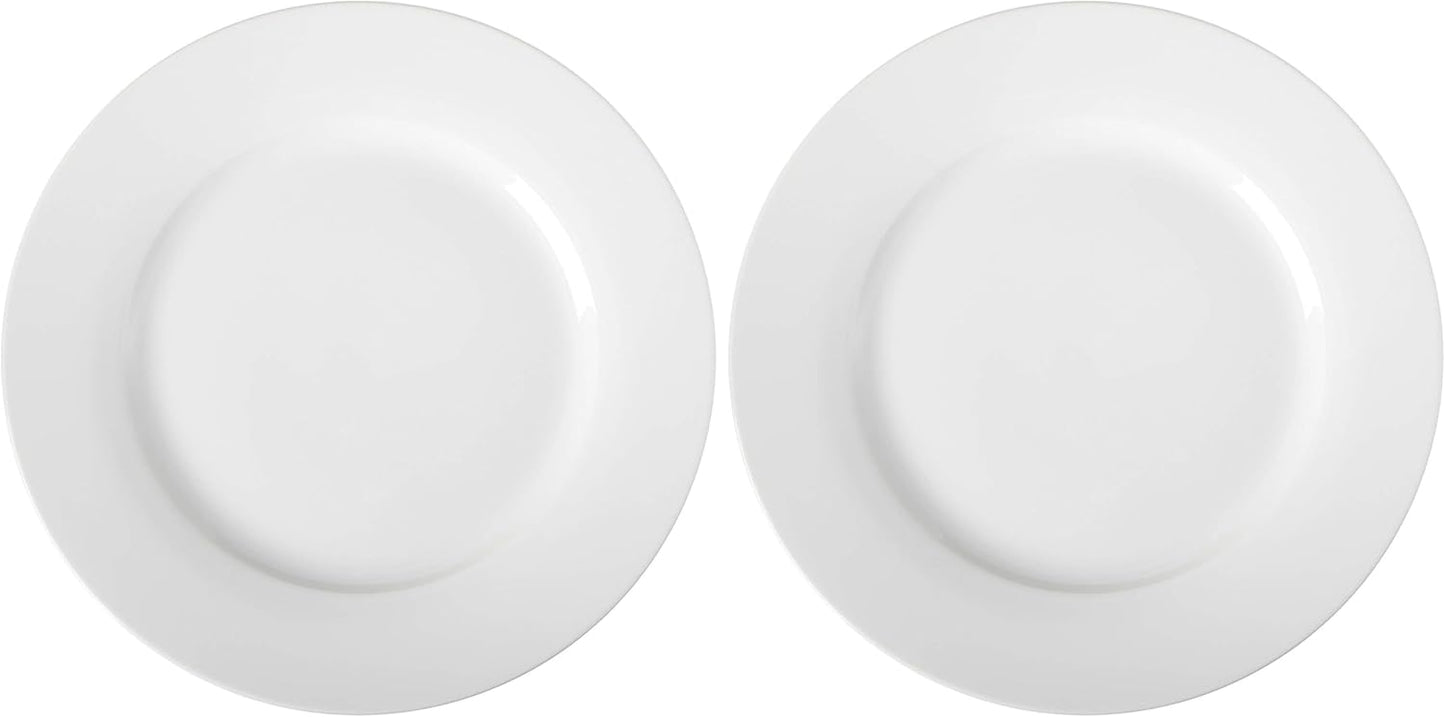 Amazon Basics 6-Piece White Dinner Plate Set, Microwave and Dishwasher Safe for Everyday Use, 10.5 inches