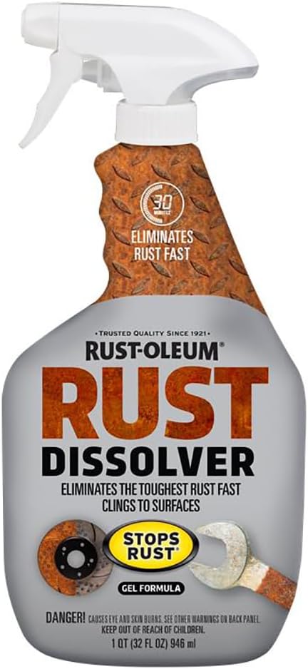 Rust-Oleum Rust Dissolver Trigger Spray Gel | Heavy-Duty Corrosion Remover for Metal Tools, Cars, Bikes, Grills, Bolts, Firearms & More | 32 oz