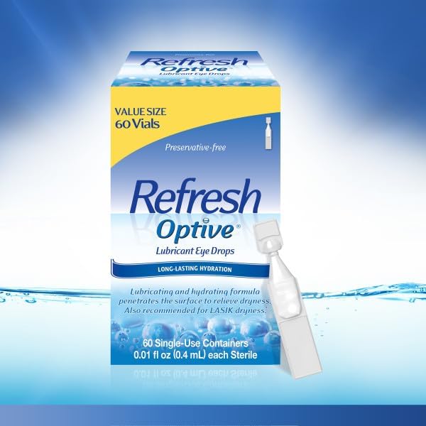 REFRESH OPTIVE Preservative-Free Artificial Tears Lubricant Eye Drops, 0.01 fl oz (0.4 mL), 60 Single-Use Containers