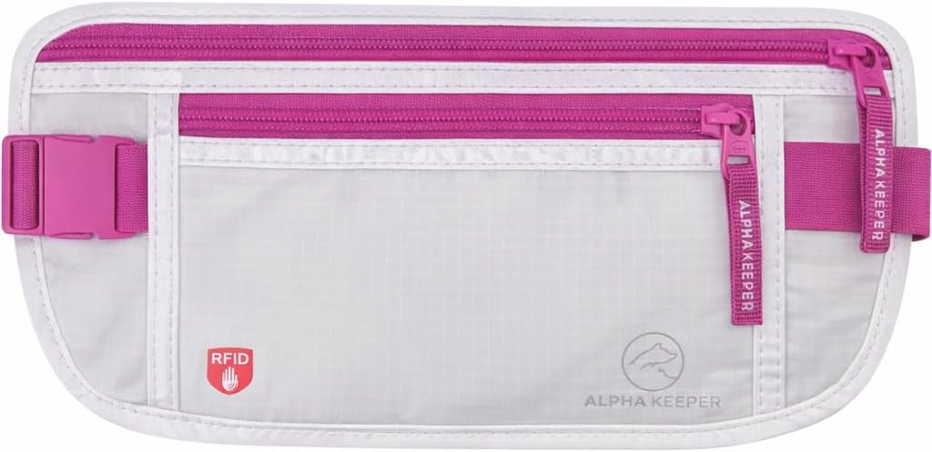 Alpha Keeper Money Belt for Travel Hidden RFID Blocking Passport Holder