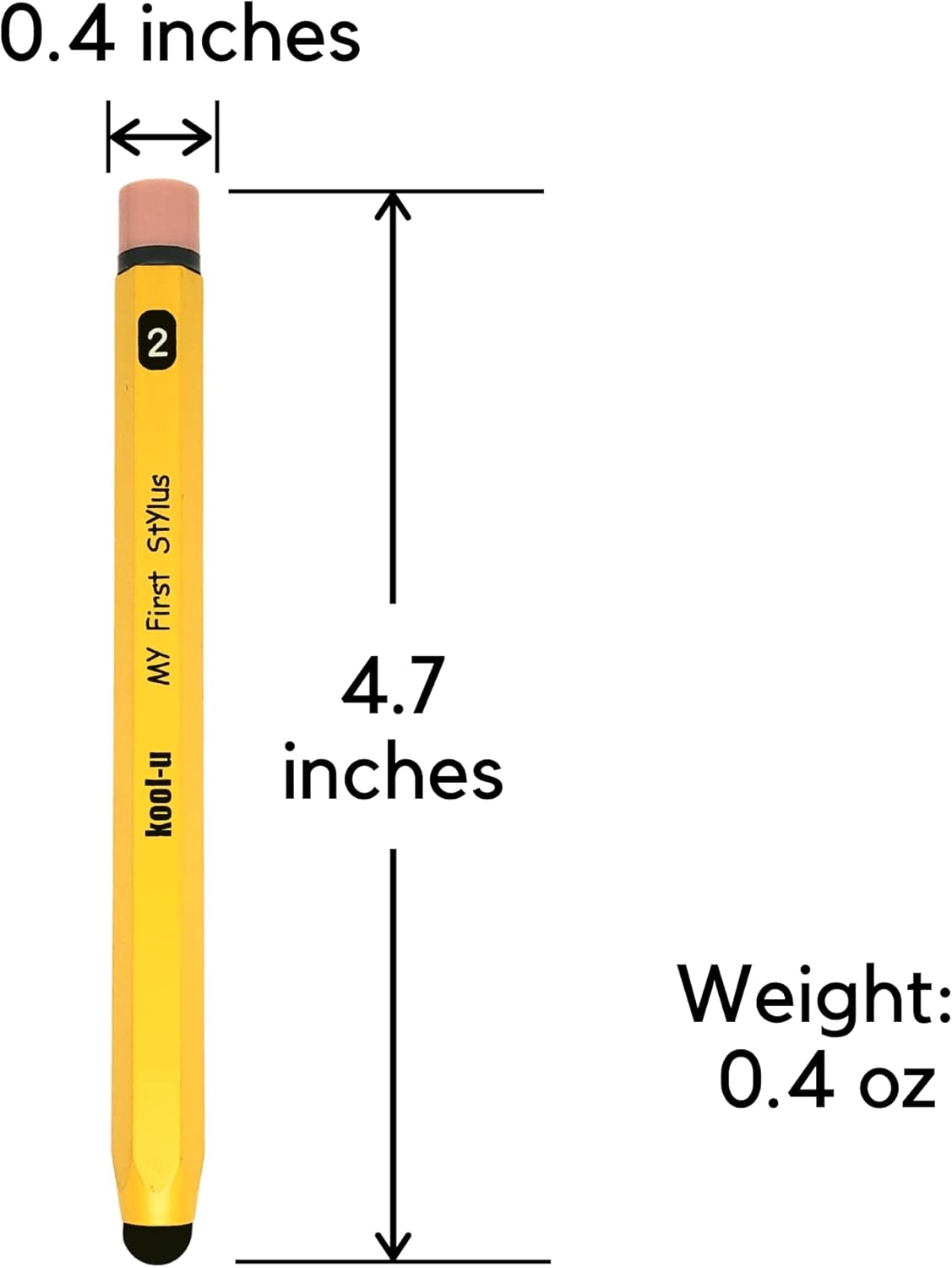 Stylus Pens for Kids, Hexagon Shaped Like a Real Pencil, Compatible with All Touch Screen Devices - Apple IPAD, iPhone, Samsung Galaxy Tab, Amazon Fire - 2 Pack