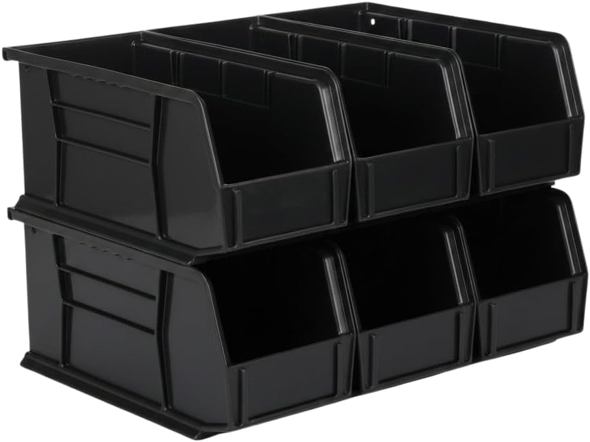 HE HUDSON EXCHANGE 11" x 5.5" x 5" Plastic Stackable Storage Bin, Black