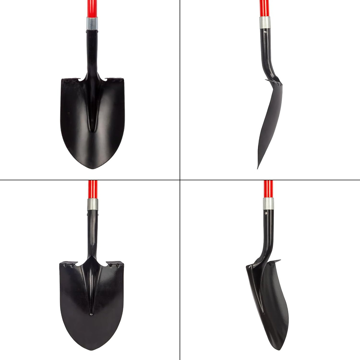 VNIMTI Heavy Duty Gardening Shovel, 56 Inch Round Blade with Fiberglass Handle (Red)