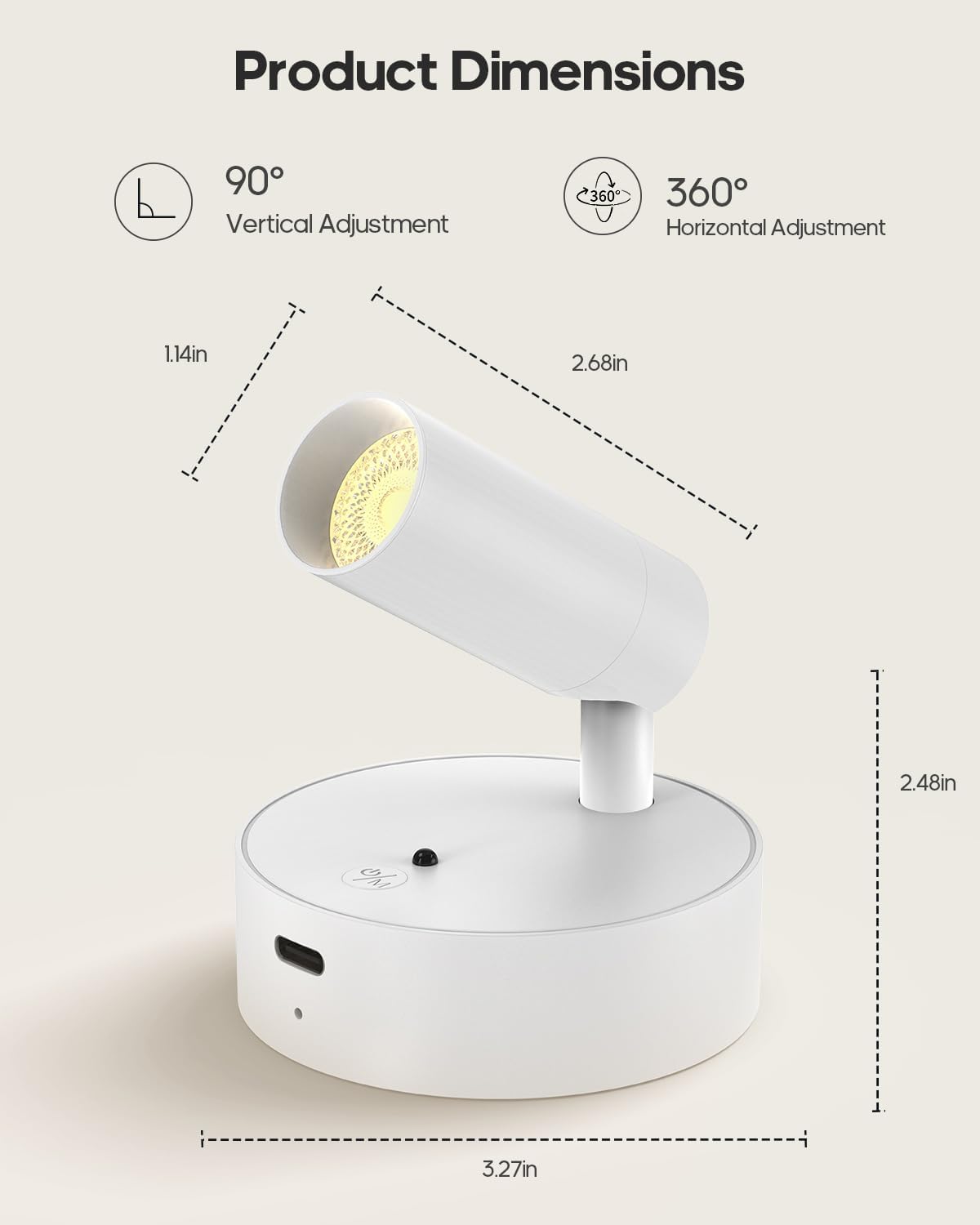 GOODEA Spotlights Indoor with Remote, 3000mAh Rechargeable Battery Plant Spotlight Indoor, Wireless Uplights with 3 Colors & Dimmable, Picture Light for Painting, Accent Lighting(1 Pack, White)