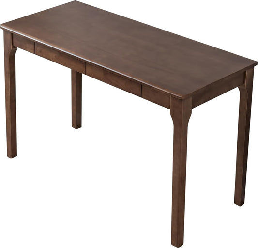 Solid Wood Desk, Gaming Study Home Office Desks for Work, Student PC Desk for Bedroom, Small Computer Desk for Small Spaces, Easy to Assemble (Walnut Color, 47inch)