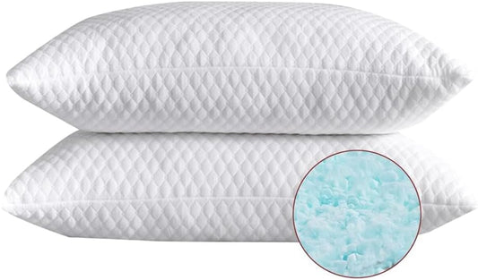 NTCOCO Shredded Memory Foam Bed Pillows for Sleeping Queen Size Set of 2,with Washable Removable Hypoallergenic Sleep Pillow for Back and Side Sleeper