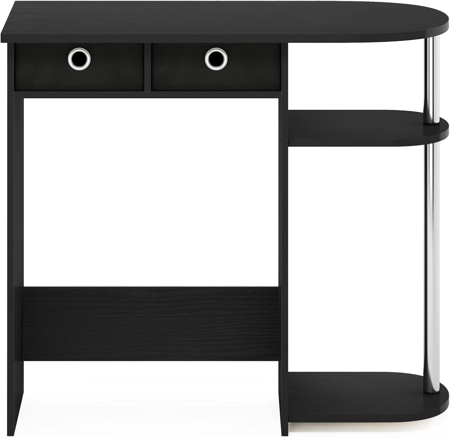 Furinno Go Green Desk, 31.5" Wide Gaming Desk with 2 Side Shelves and Storage Bins, Computer Desk, Office Desk for Home Office, Study Room, Dorm, Bedroom, Americano