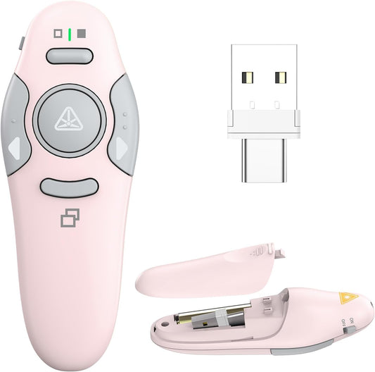 QUI Presentation Clicker Wireless Presenter Remote, Pink, A-C
