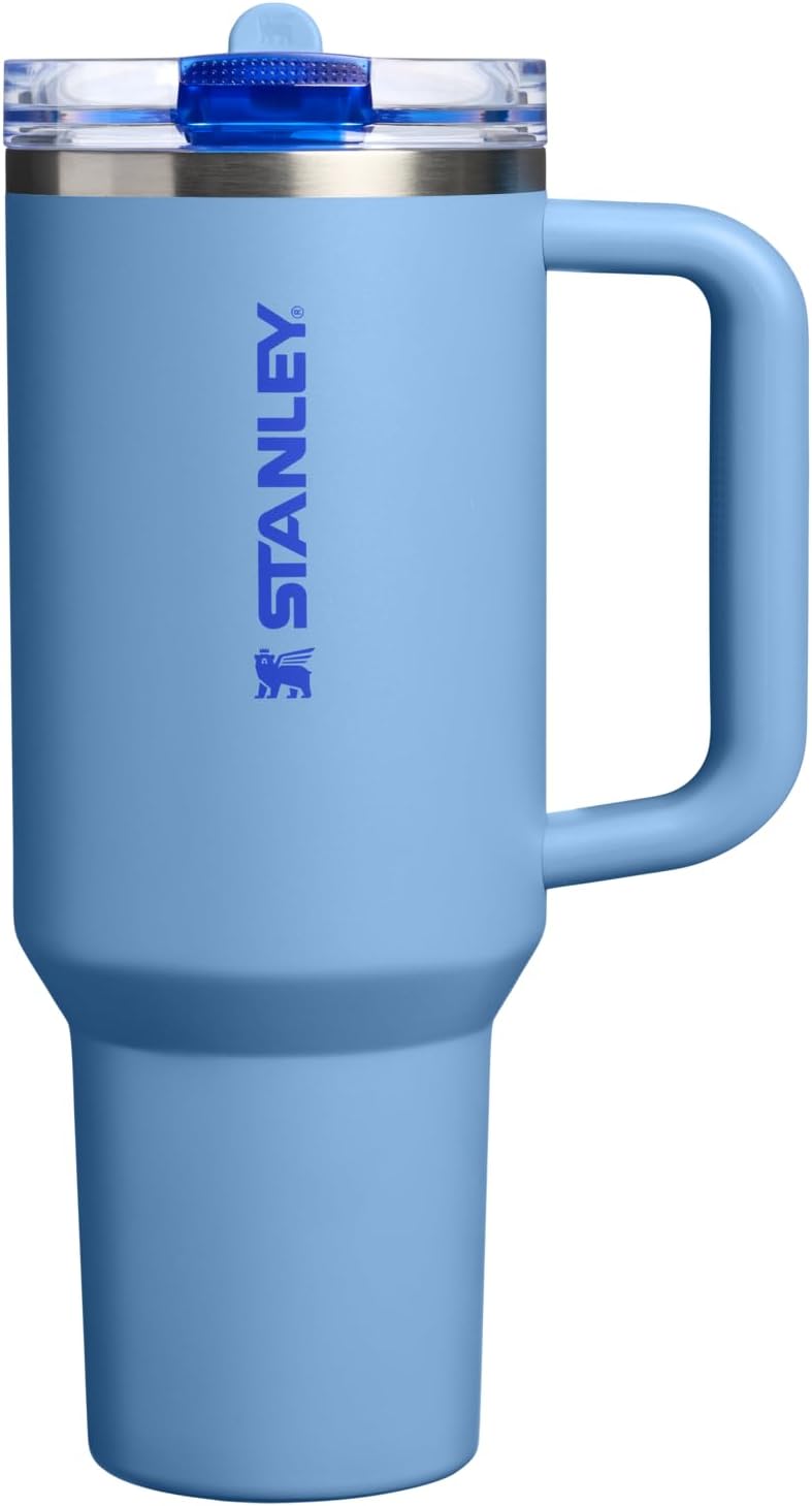 STANLEY Quencher ProTour Flip Straw Tumbler with Leakproof Lid 40 oz | Built-In Straw & Handle | Cupholder Compatible for Travel | Insulated Stainless Steel Cup | BPA-Free | Blue Sky
