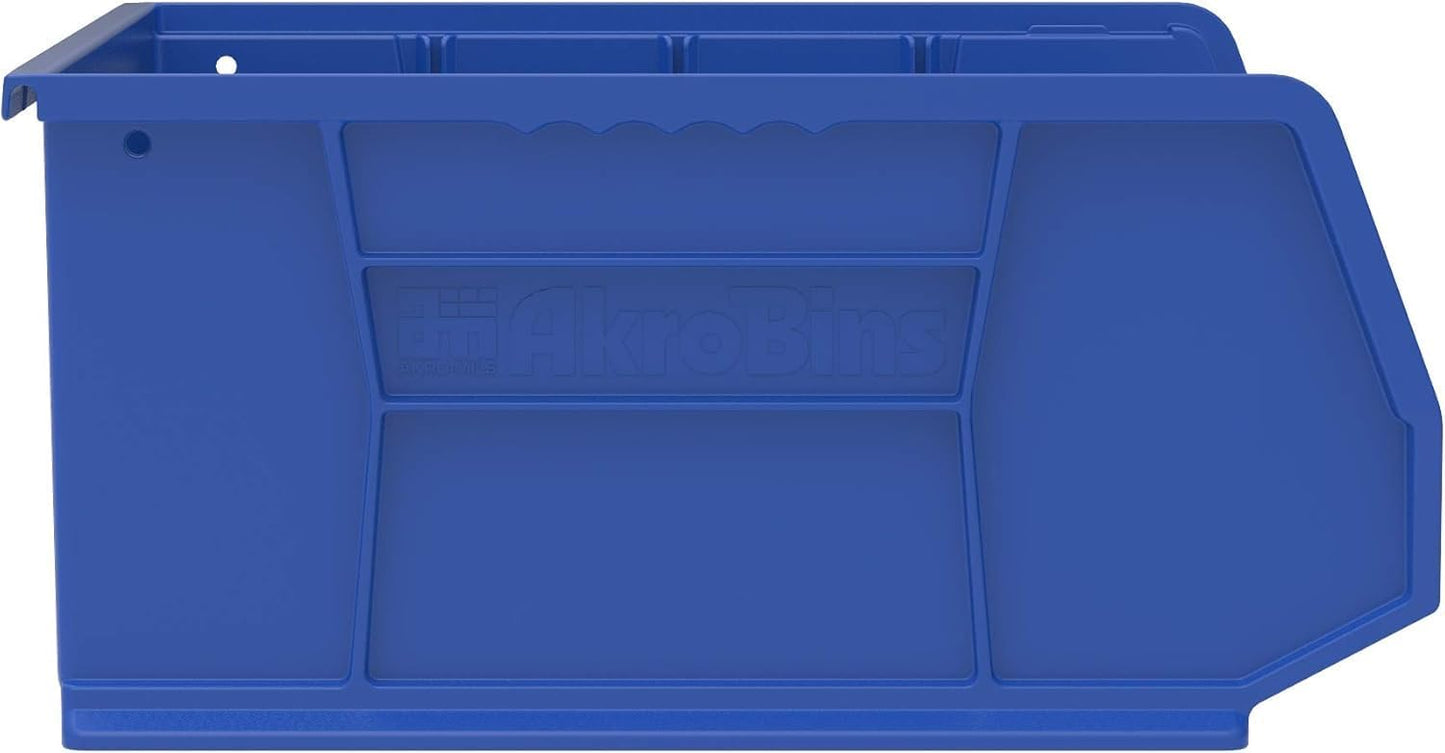 Akro-Mils 30250 AkroBins Plastic Storage Bins, 15"x16"x7", Blue, 6-Pack | Space-Saving Stackable Bins for Garage, Pantry, Craft Organization