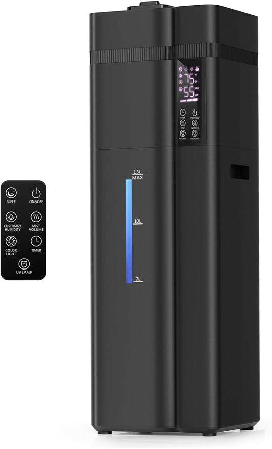 13L/3.43Gal Humidifier Large Room, 800ft² Coverage, 100H Runtime, Auto Humidity Control, Top Fill, Humidifiers for Bedroom, 35dB Quiet, Sleep Mode, Aroma Diffuser, 24H Timer, Auto Shut-off Protection