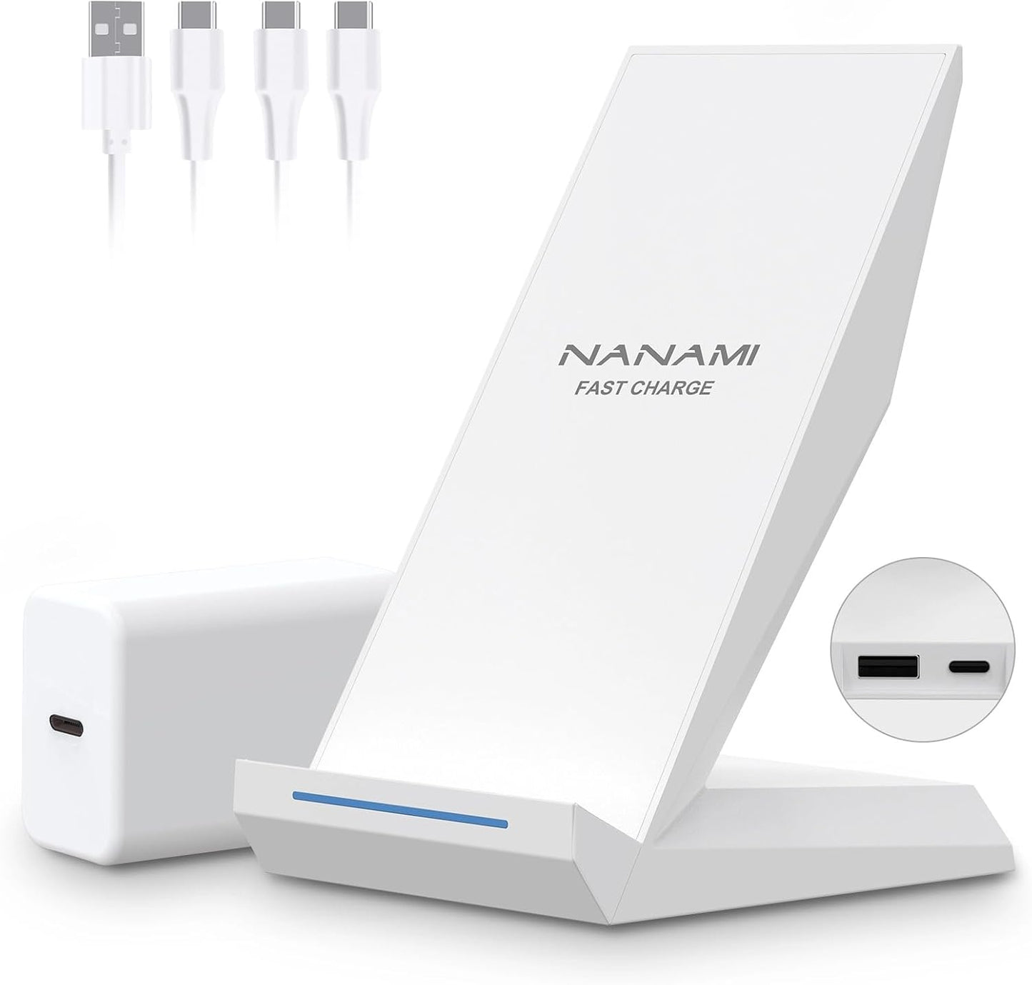 Fast 2 in 1 Wireless Charging Stand, with 30W Adapter for Universal Phone | High Speed Charger with Extra USB-A Port Compatible with iPhone 17/16/15/14/13/12/11, for Samsung Galaxy S26/S25/S24/S23/S22