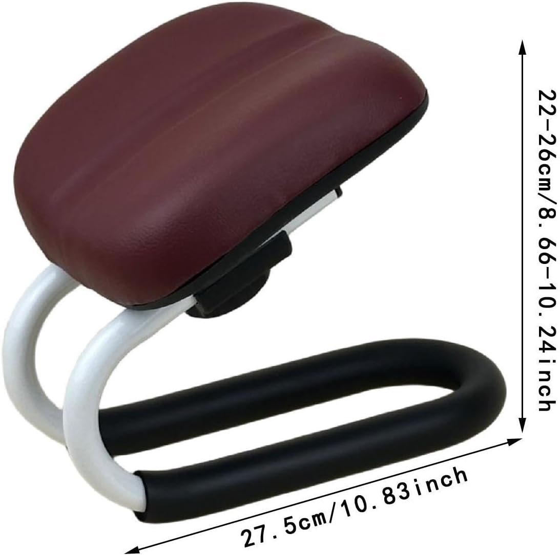 Meditation Bench, Adjustable Height Kneeling Stool with Thick Cushion, Deep Red Seiza Chair for Yoga Zen Prayer Practice