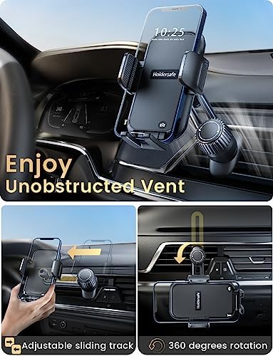Phone Holders for Your Car: [Never Blocking] Air Vent Cell Phones Mount for iPhone 17 Pro Max & Samsung Android Smartphone [Thick Cases Friendly] Hands-Free Auto Mobile Phone Stand