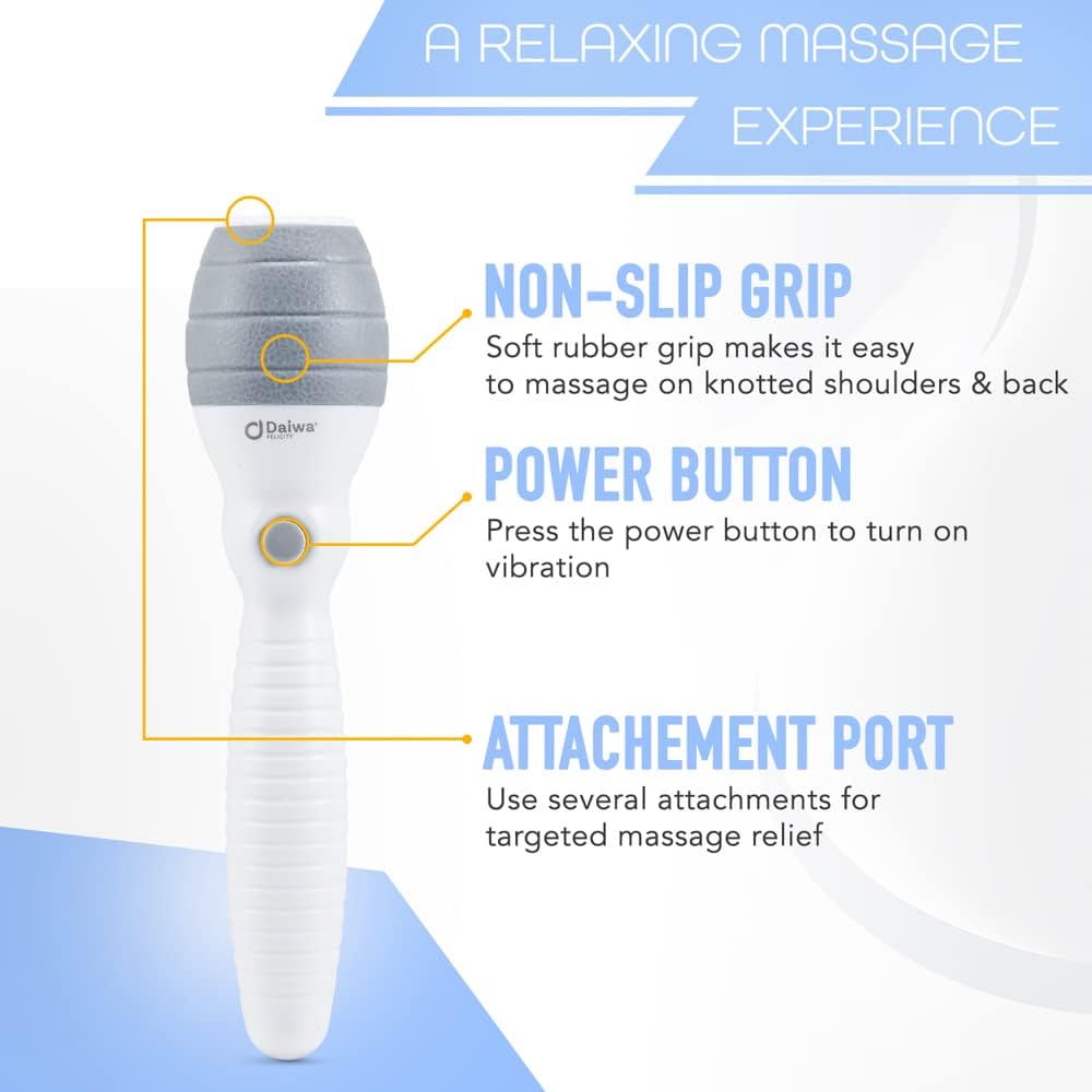 Daiwa Felicity 5-in-1 Electric Scalp Massager for Head, Face & Body – Handheld Vibrating Massager with Magnetic, Shiatsu & Facial Attachments for Relaxation, Stress Relief & Circulation Support