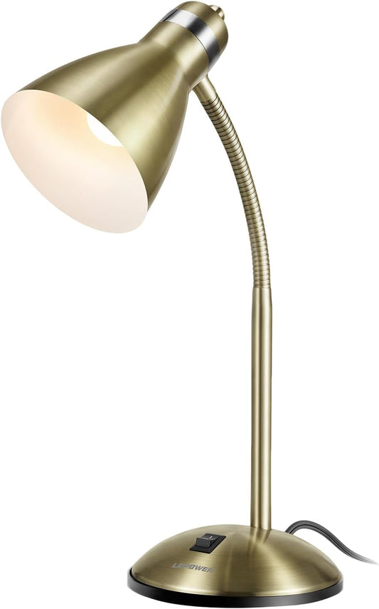 LEPOWER Metal Desk Lamp, Adjustable GooseNeck Reading Light for Bedroom