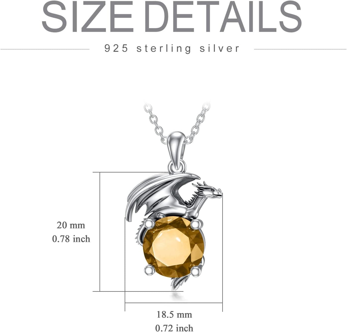 Dragon Necklace for Women/Men Sterling Silver Necklace with Birthstone Gift for Women/Men
