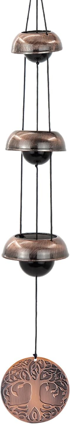 Tree of Life Bell Wind Chimes for Outside, Red Copper Temple
