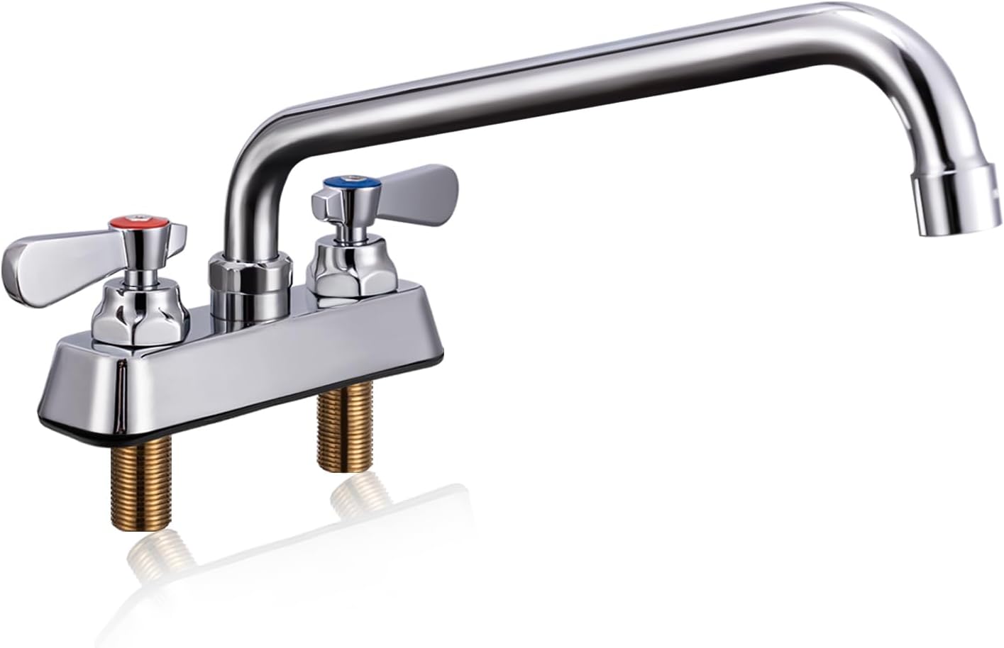 Leak-Free Commercial Sink Faucet 4 inch Center 2 Hole, Commercial Handwash Sink Faucet 3-1/2" Gooseneck Deck Mount, Laundry Tub Utility rv Bar Sink, Brass