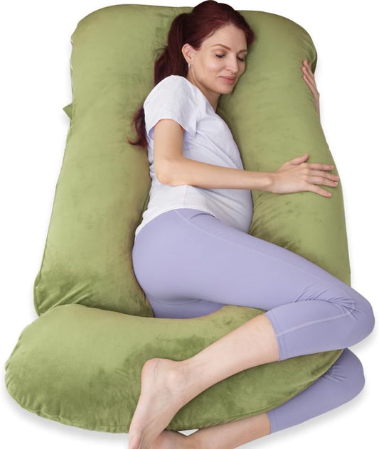 60 Inch Pregnancy Pillow for Sleeping, Extra Large U Shaped Body Pillow, Maternity Pillow for Pregnant Women (Green)