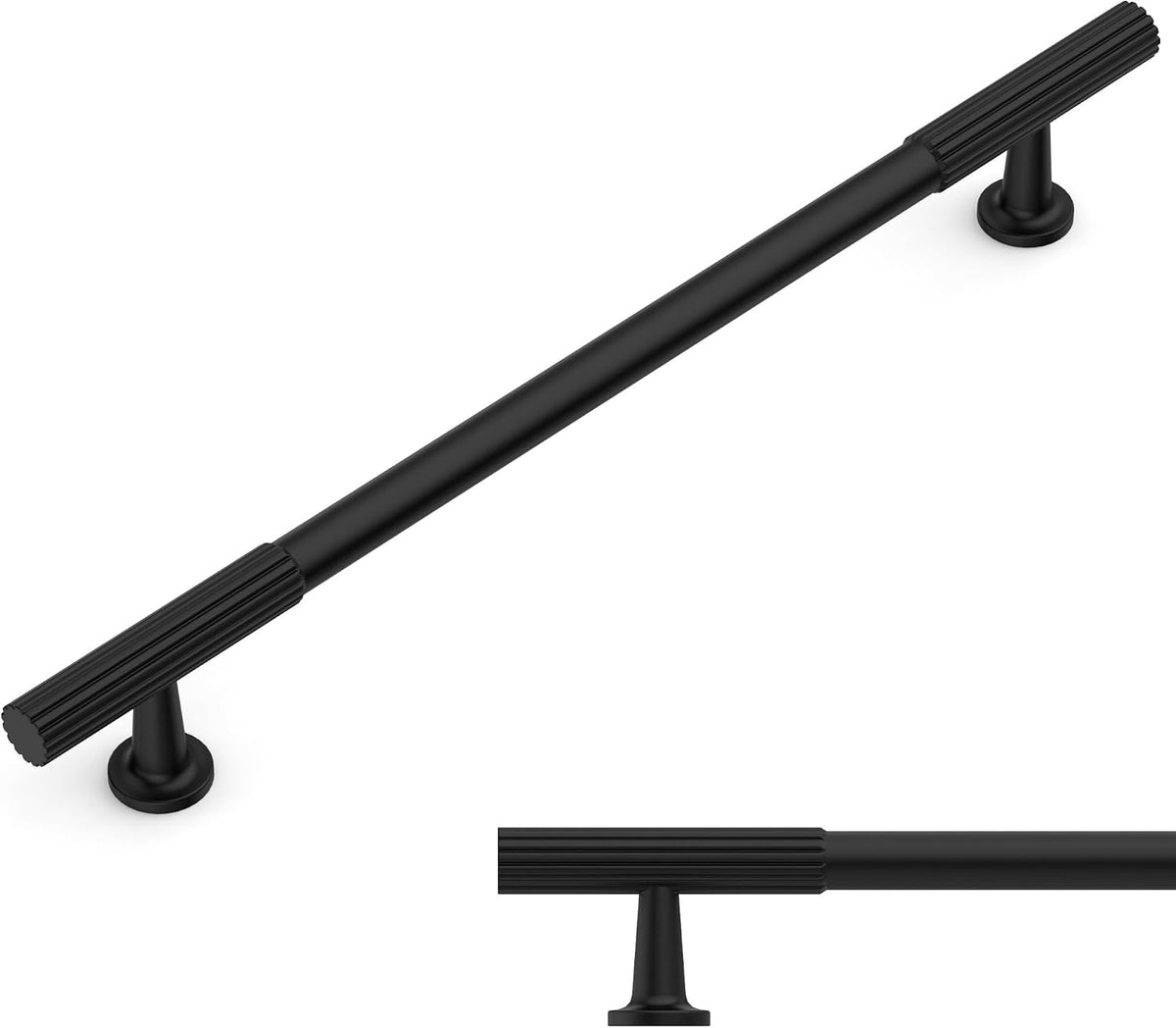 Amerdeco 10 Pack Matte Black Cabinet Pulls 7.5 Inch(192MM) Hole Centers Kitchen Cabinet Handles Hardware Kitchen Handles for Cabinets Cupboard Handles Drawer Pulls ZH0071
