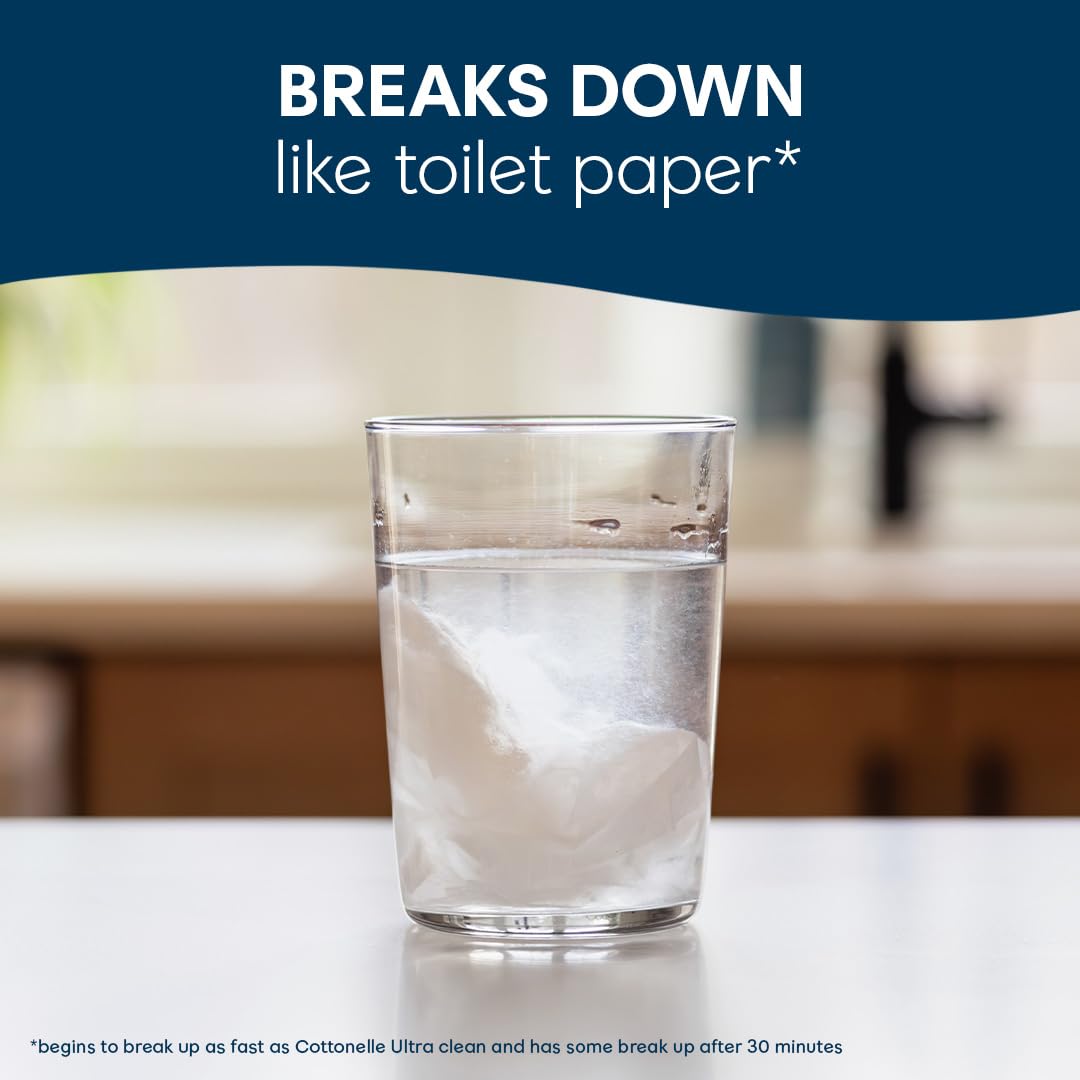 Cottonelle Fresh Care Flushable Wet Wipes, Adult Wet Wipes, 2 Refill Packs, 168 Wipes Per Pack (336 Total), Packaging May Vary