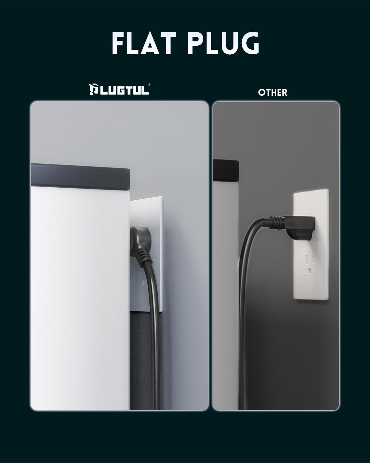 PLUGTUL Surge Protector Power Strip 10FT | Black Surge Protector with 12 Outlets - Spacious Design for Large Plugs, Flat Plug, 4080J, 20W USB C Charging, ETL Listed