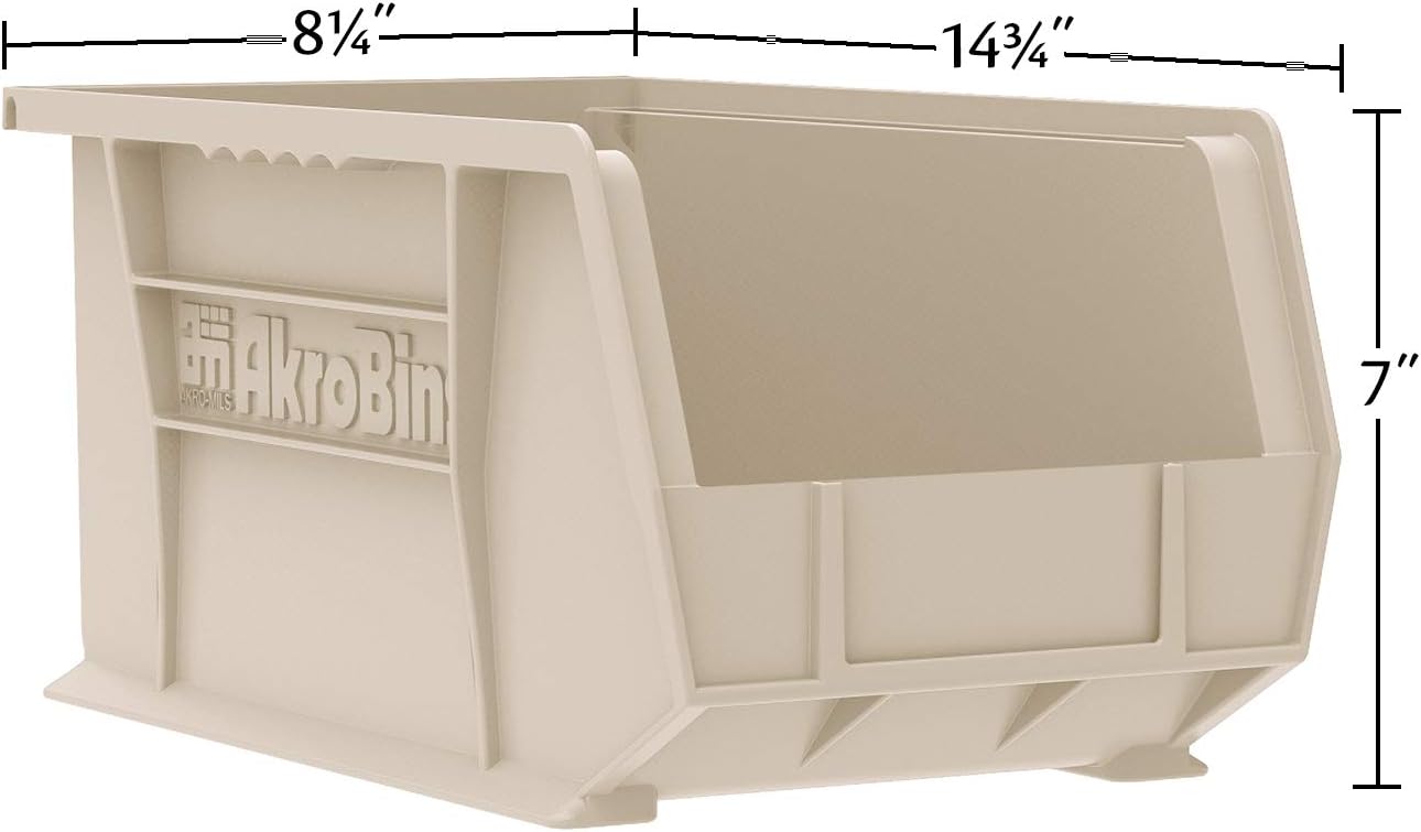 Akro-Mils 30240 AkroBins Plastic Storage Bins, 15"x8"x7", Red, 12-Pack