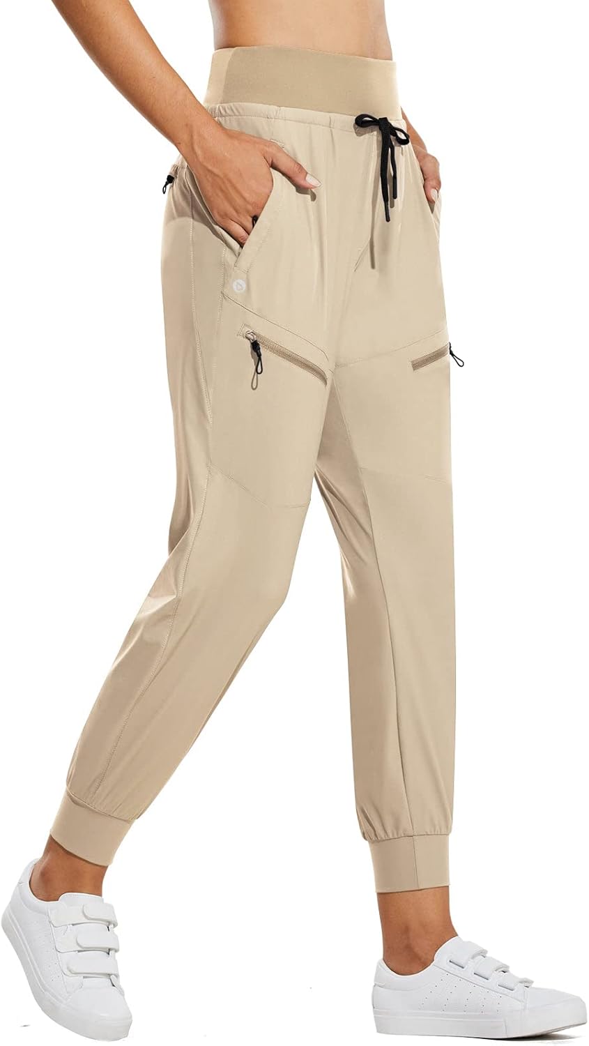 baleaf Womens Lightweight Hiking Pants Water Resistant Quick Dry Joggers with 5 Zipper Pockets UPF 50+ for Travel Hiking