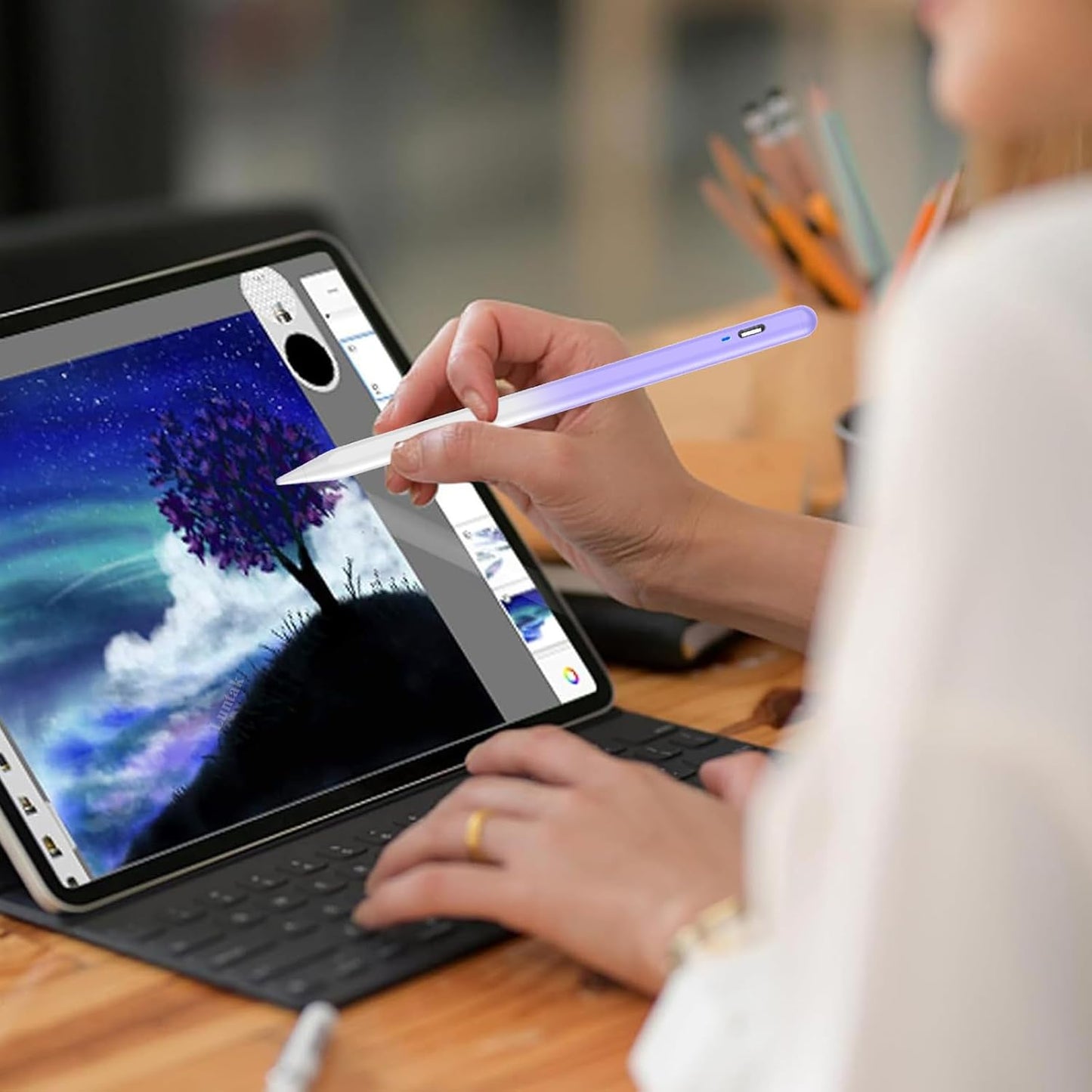Stylus Pen for Android Tablet,Tablet Pencil for iOS/Android,Stylus Pen for iPhone/Samsung/XiaoMi/Huawei/Vivo/Lenovo and Other Android Smartphones and Tablets-Gradient Purple