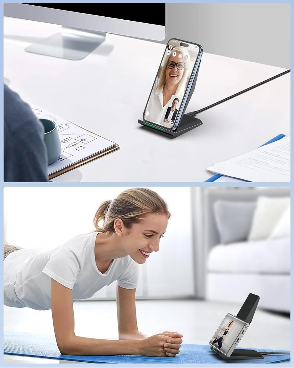 Fast Wireless Charger, NANAMI Wireless Charging Stand Compatible iPhone 17/17 Air/16/15/15 Pro/15 Plus/15 Pro Max/14/13, Nightstand Phone Charger Dock for Samsung Galaxy S26/S26+/S25/S24/S23/S22